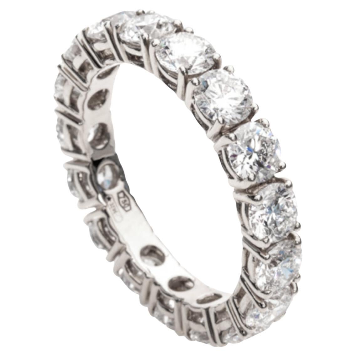 5.10 Carat Round Brilliant Cut Diamond 18K White Gold Eternity Band Ring For Sale