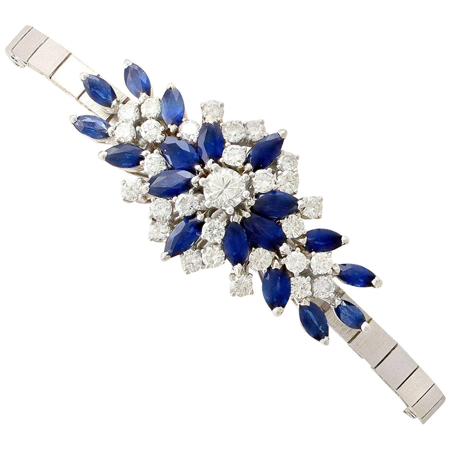 5.10 Carat Sapphire and 2.51 Carat Diamond White Gold Bracelet