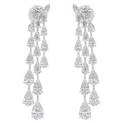 Pendientes colgantes de diamantes talla pera brillante SI/H de 5,10 quilates y oro blanco de 18 quilates