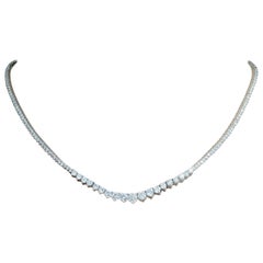 5.10 Carat Total Diamond Graduated Riviera Necklace in 14 Karat White Gold