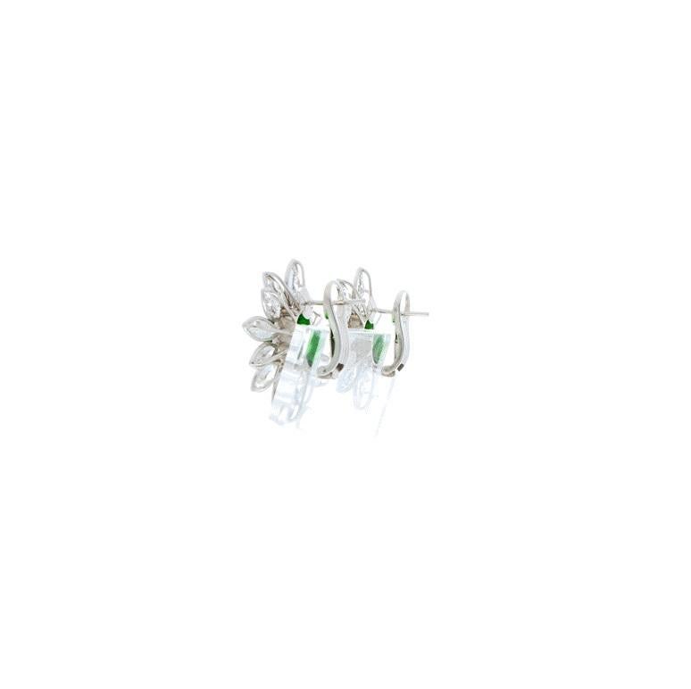 5.10 Carat Total Tsavorite and Marquise Diamond Earring in 18 Karat White Gold In New Condition In Chicago, IL