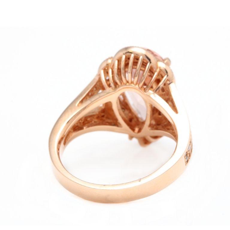 5.10 Carat Exquisite Natural Morganite and Diamond 14 Karat Solid Rose Gold Ring In New Condition For Sale In Los Angeles, CA
