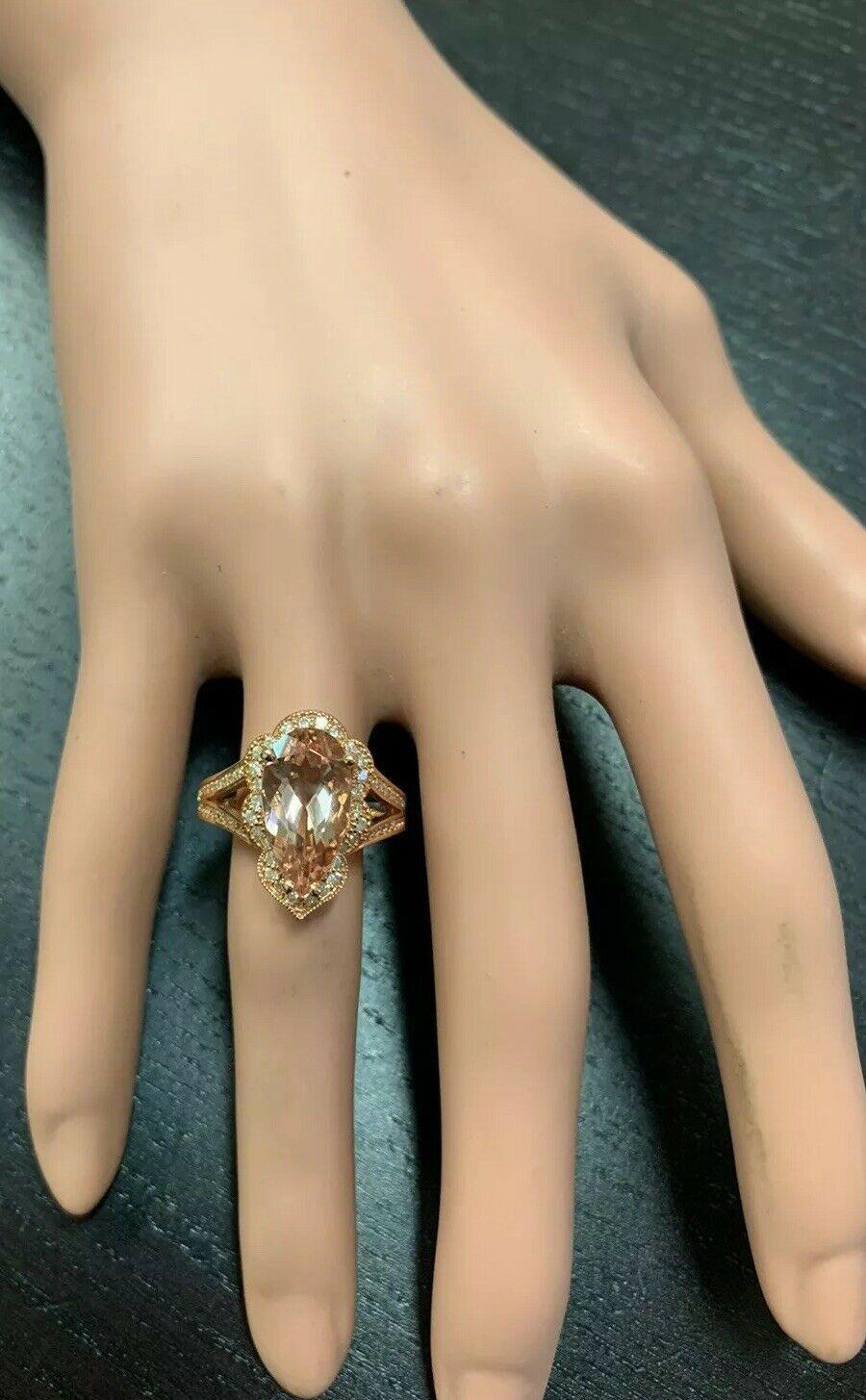 5.10 Carat Exquisite Natural Morganite and Diamond 14 Karat Solid Rose Gold Ring For Sale 1