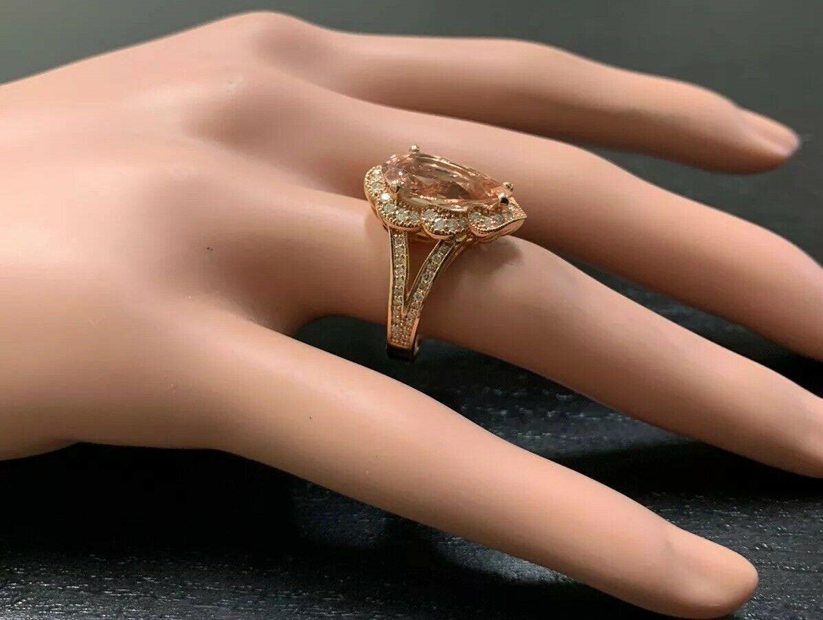 5.10 Carat Exquisite Natural Morganite and Diamond 14 Karat Solid Rose Gold Ring For Sale 2
