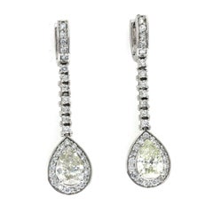 5.10 Carat Diamonds in 18 Karat White Gold Drop Earrings