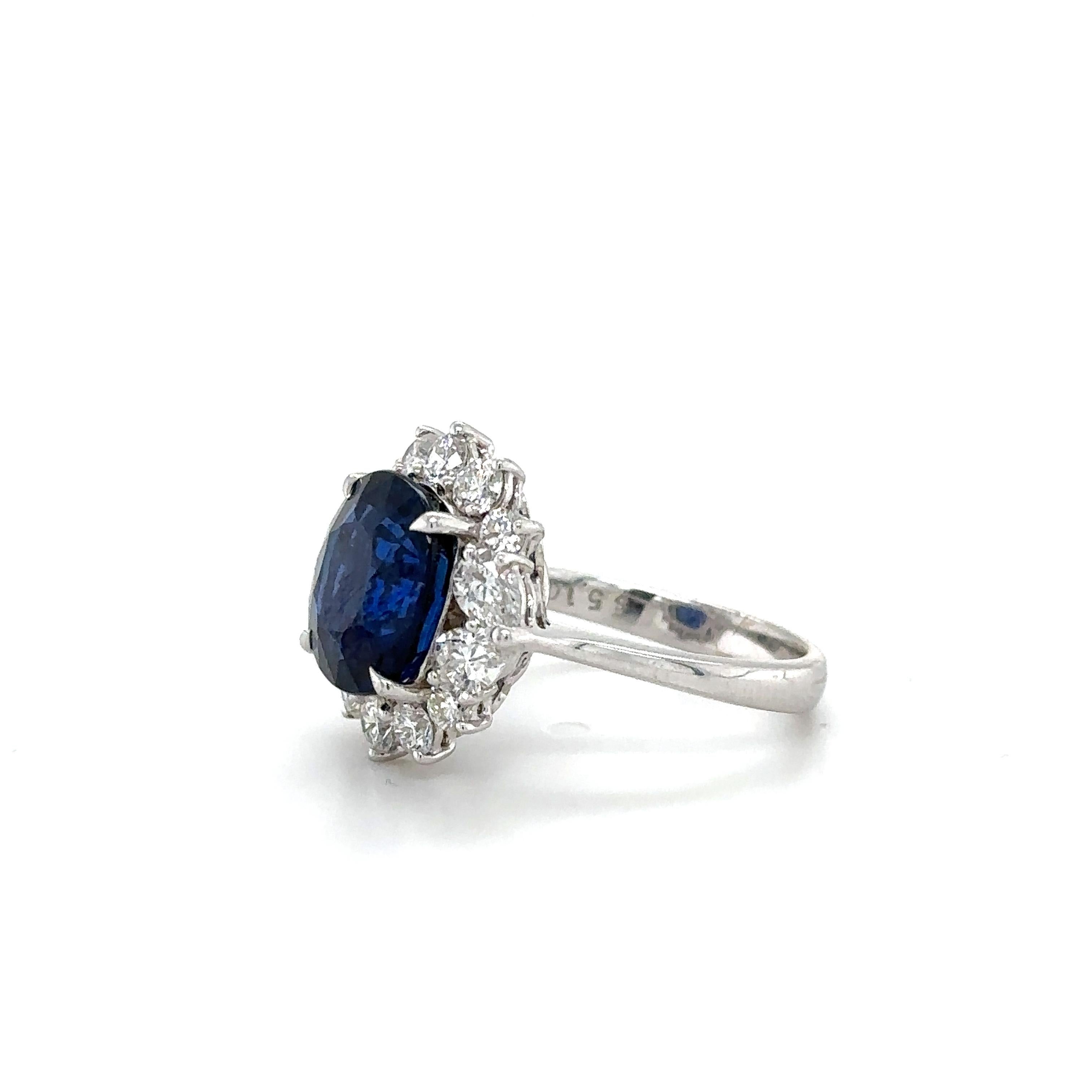 Contemporary 5.10 Carat GRS Certified Sapphire Ring For Sale