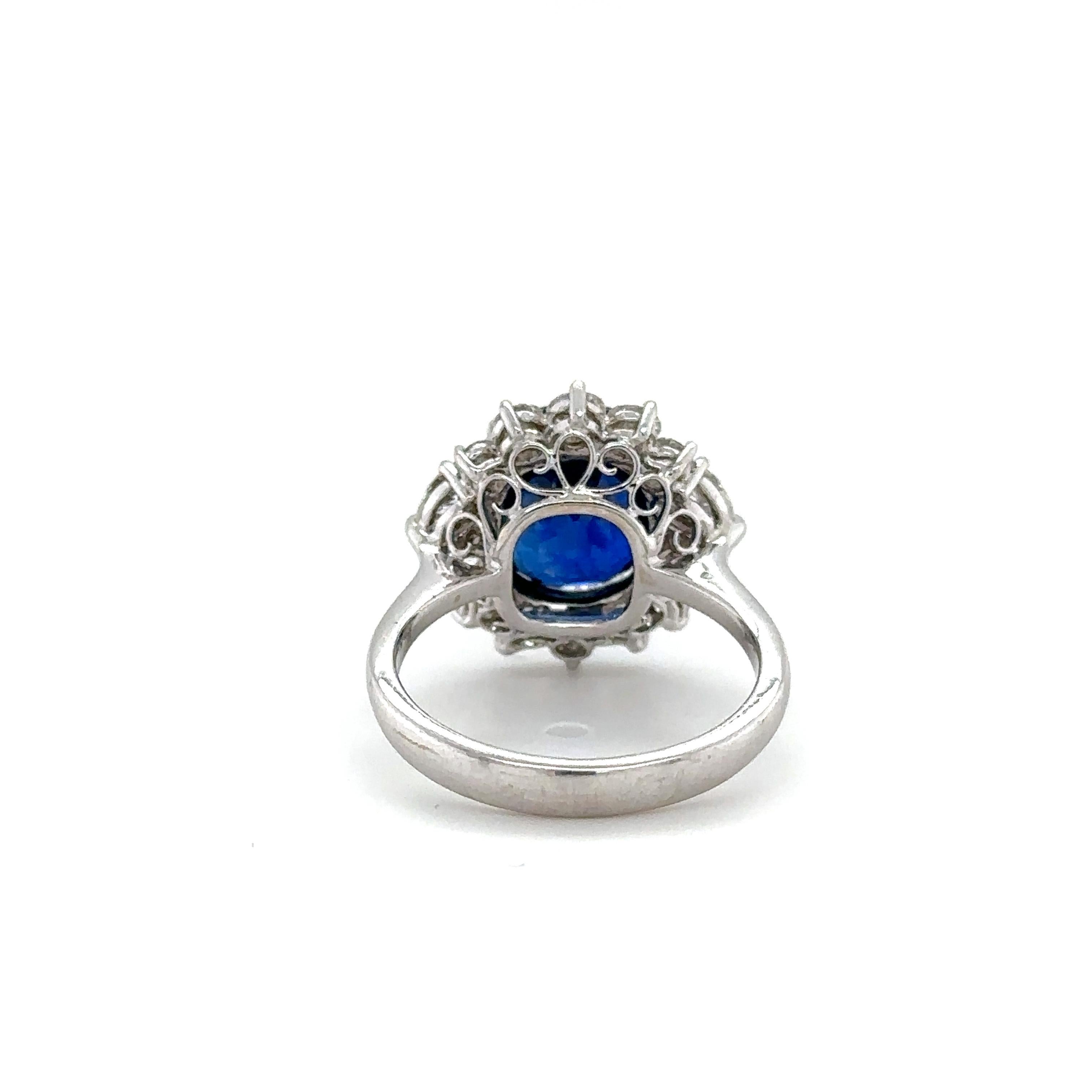5.10 Carat GRS Certified Sapphire Ring In New Condition For Sale In Hong Kong, HK