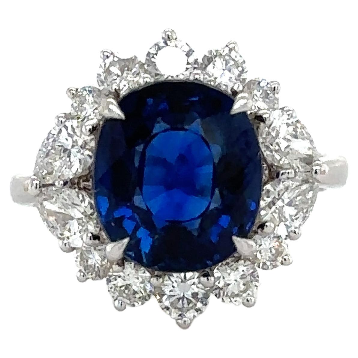 5.10 Carat GRS Certified Sapphire Ring For Sale
