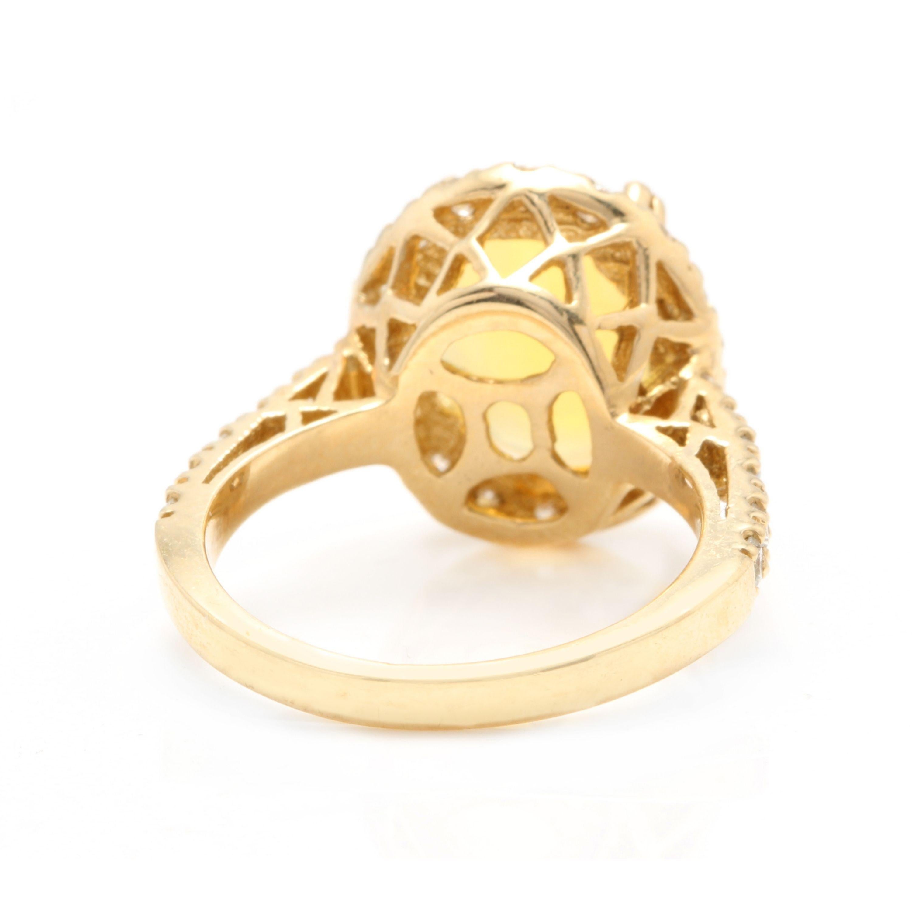 Anillo de oro amarillo macizo de 14 quilates con un impresionante ópalo etíope natural de 5,10 quilates y diamantes en Nuevo estado para la venta en Los Angeles, CA