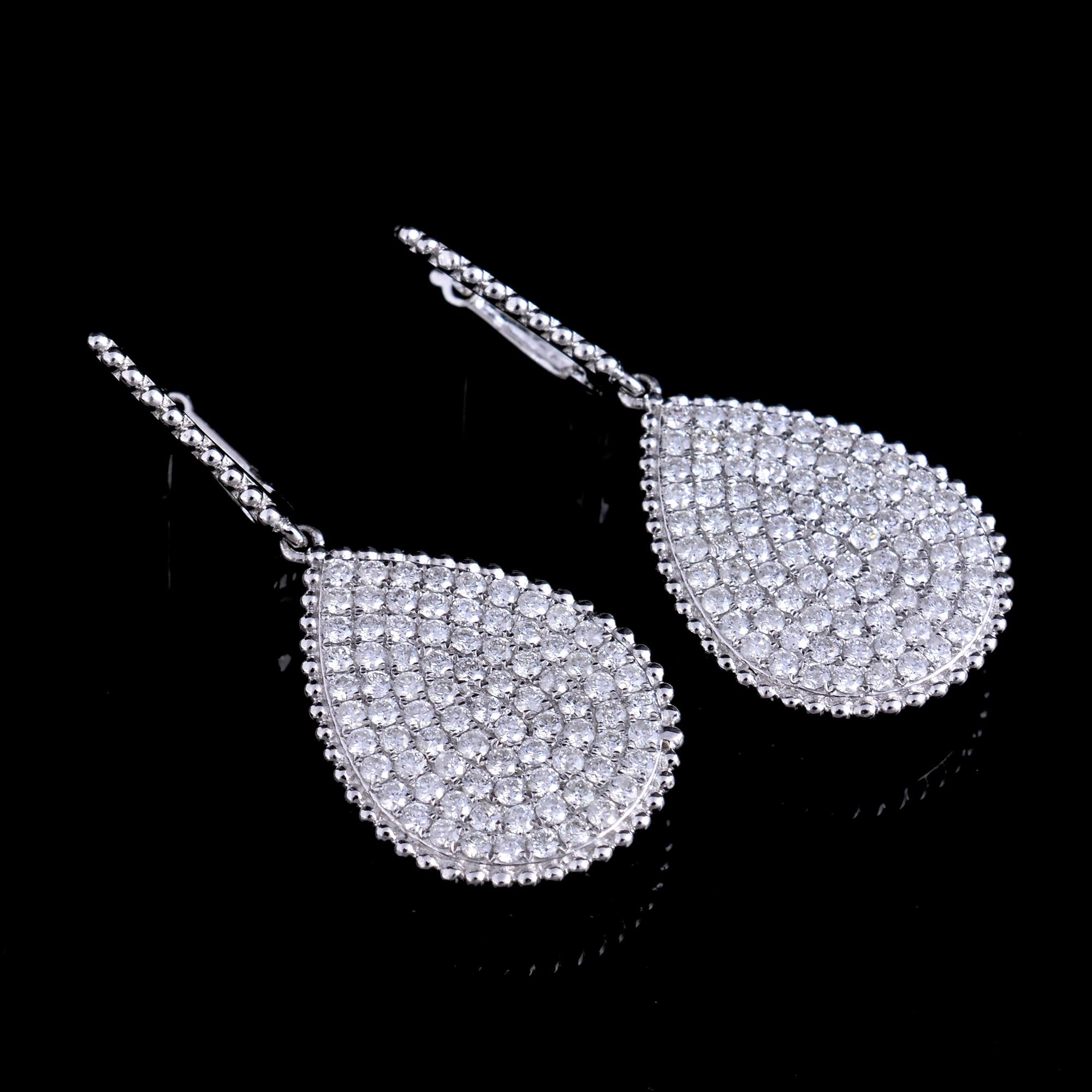 Modern 5.10 Ct SI Clarity HI Color Diamond Dangle Earrings 18 Karat White Gold Jewelry For Sale