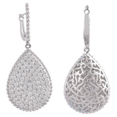5.10 Ct SI Clarity HI Color Diamond Dangle Earrings 18 Karat White Gold Jewelry