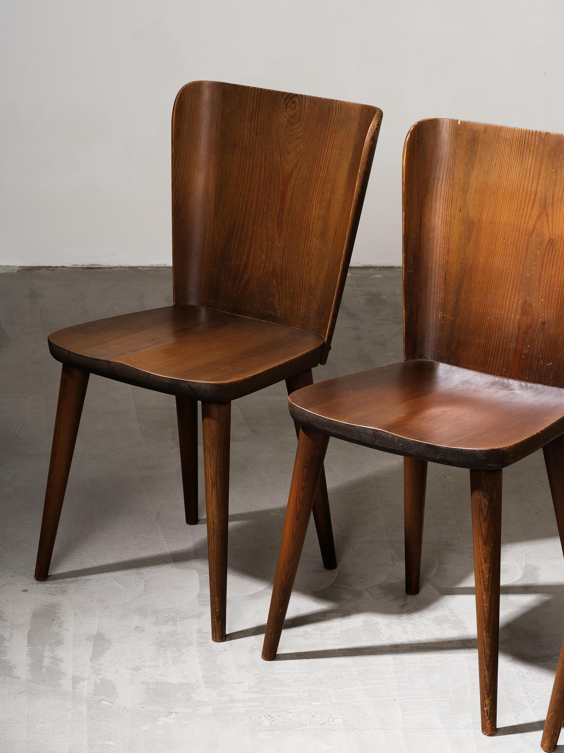 Scandinave moderne Ensemble de chaises de salle à manger en pin 