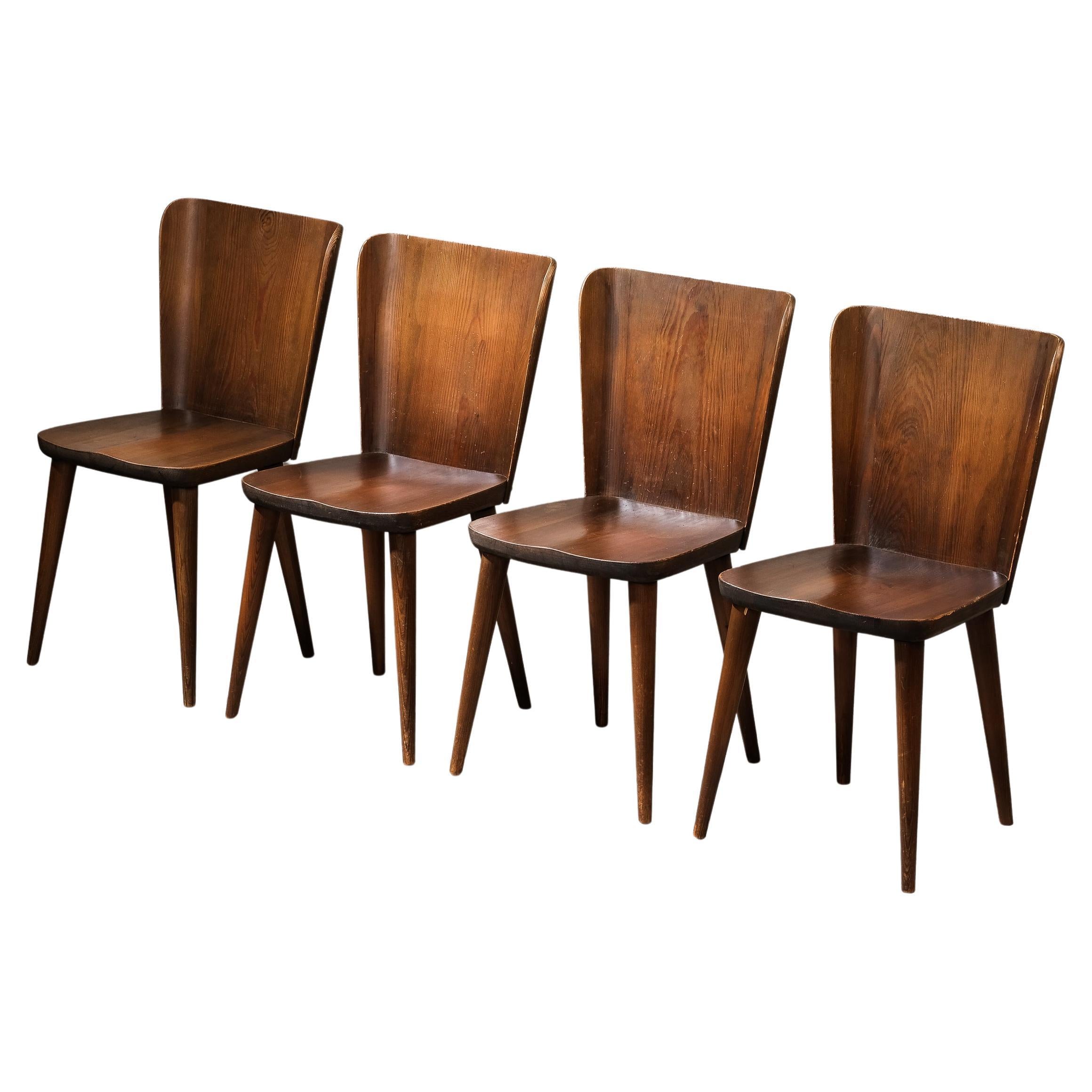 Ensemble de chaises de salle à manger en pin "510" par Göran Malmvall pour Karl Andersson & Söner, années 1940 en vente