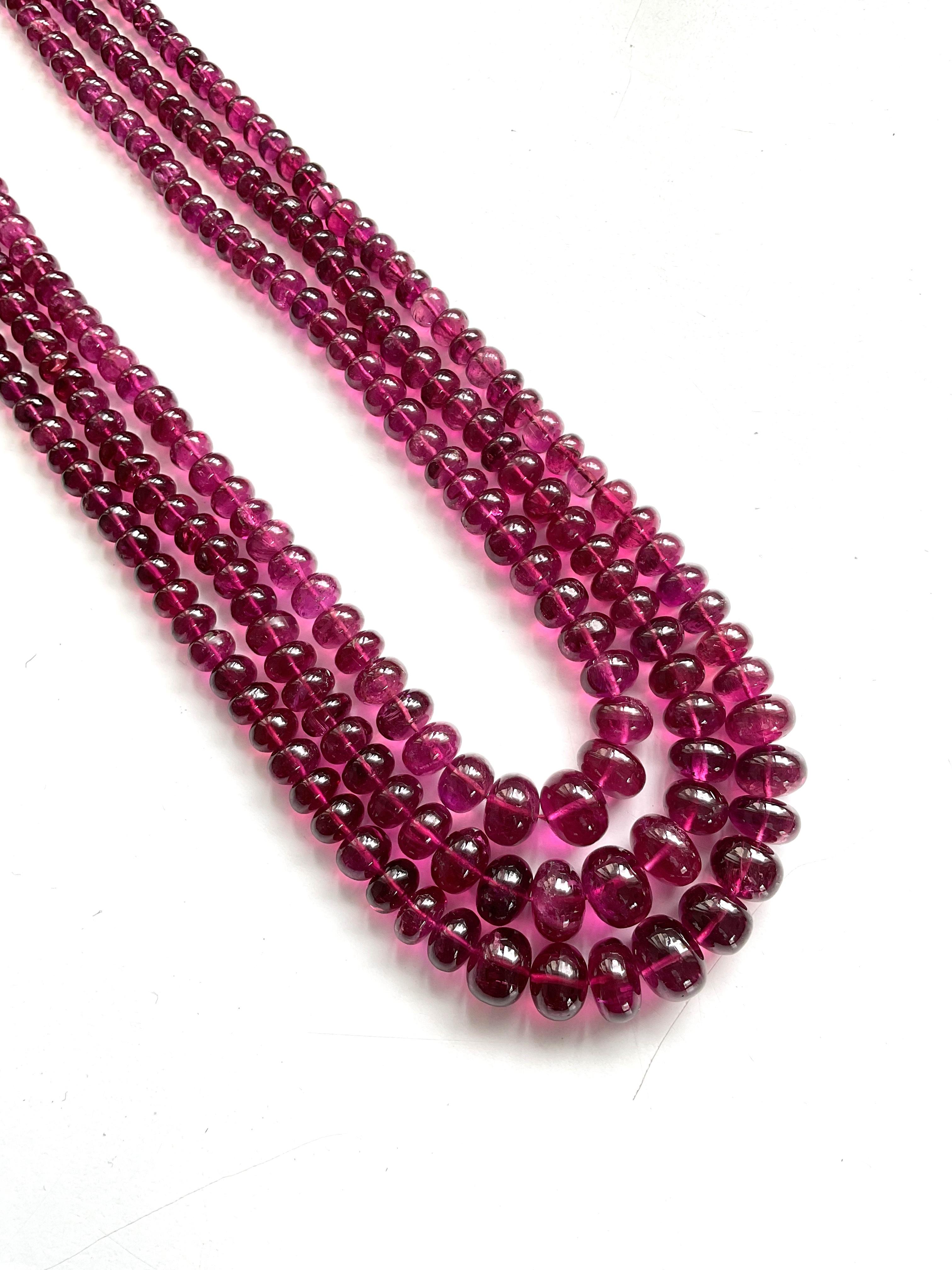 This is a one of a kind of rubellite tourmaline.
Gemstone - Rubellite Tourmaline
Weight -  510.00 Carats
Strand - 3
Shape -Beads

