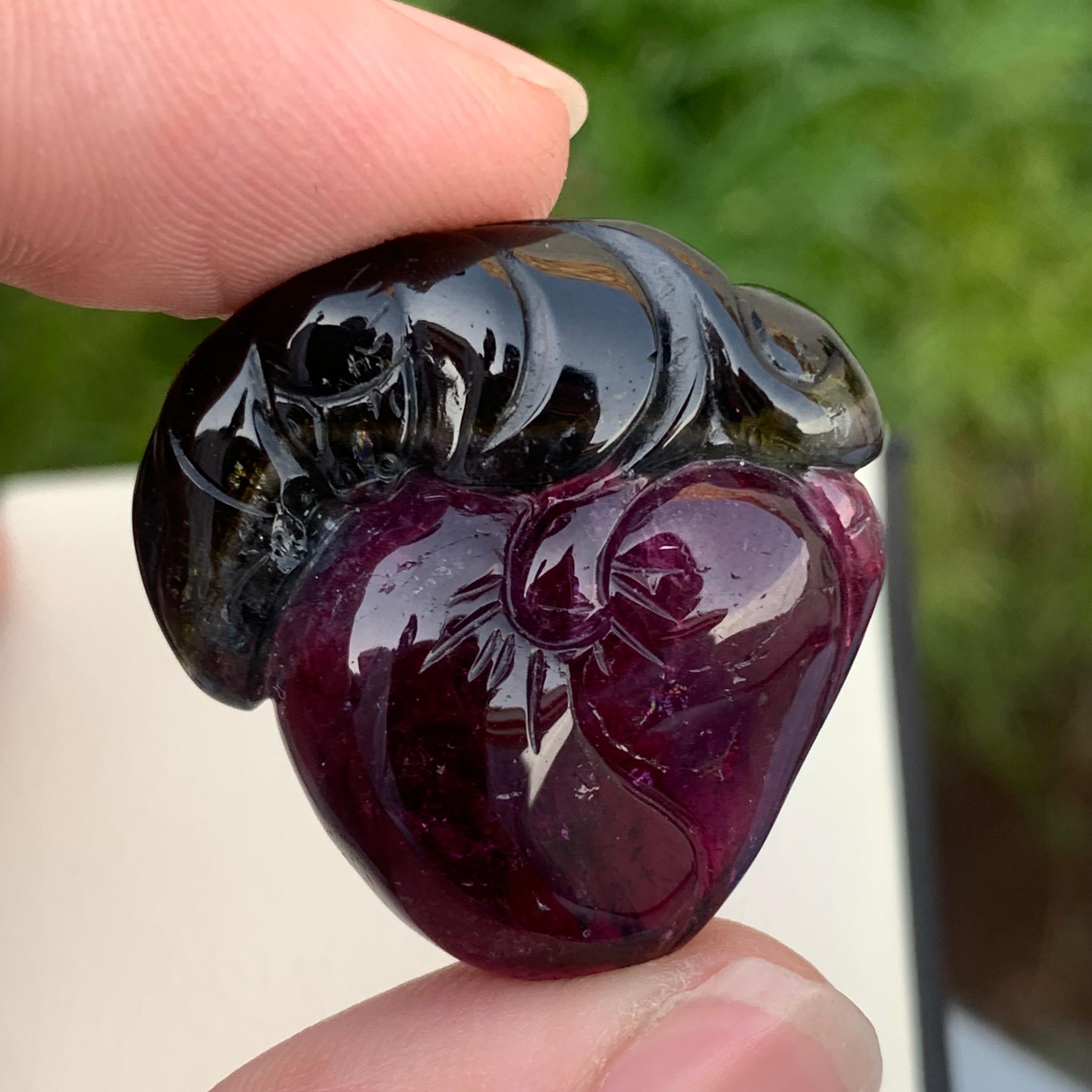 Carved 51.05 Carat Incredible Natural Loose Bicolor Tourmaline Carving from Africa For Sale