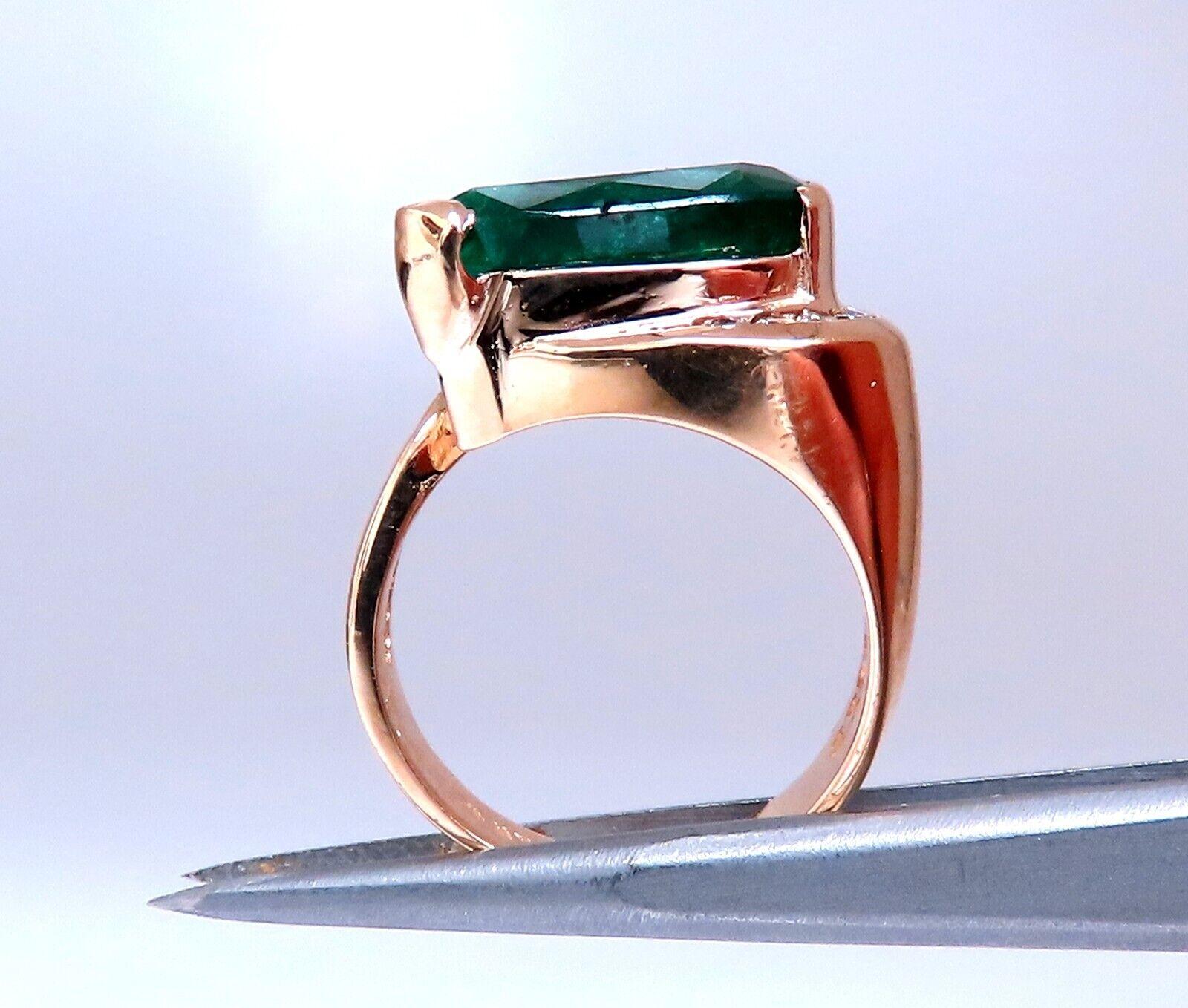 5.10ct Natural Emerald Diamond Ring 14kt Gold In New Condition For Sale In New York, NY