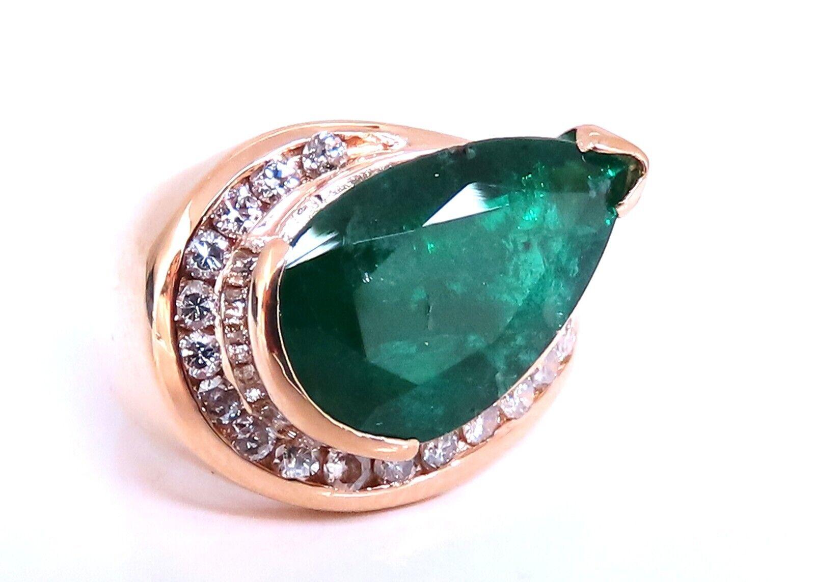 5.10ct Natural Emerald Diamond Ring 14kt Gold For Sale 1