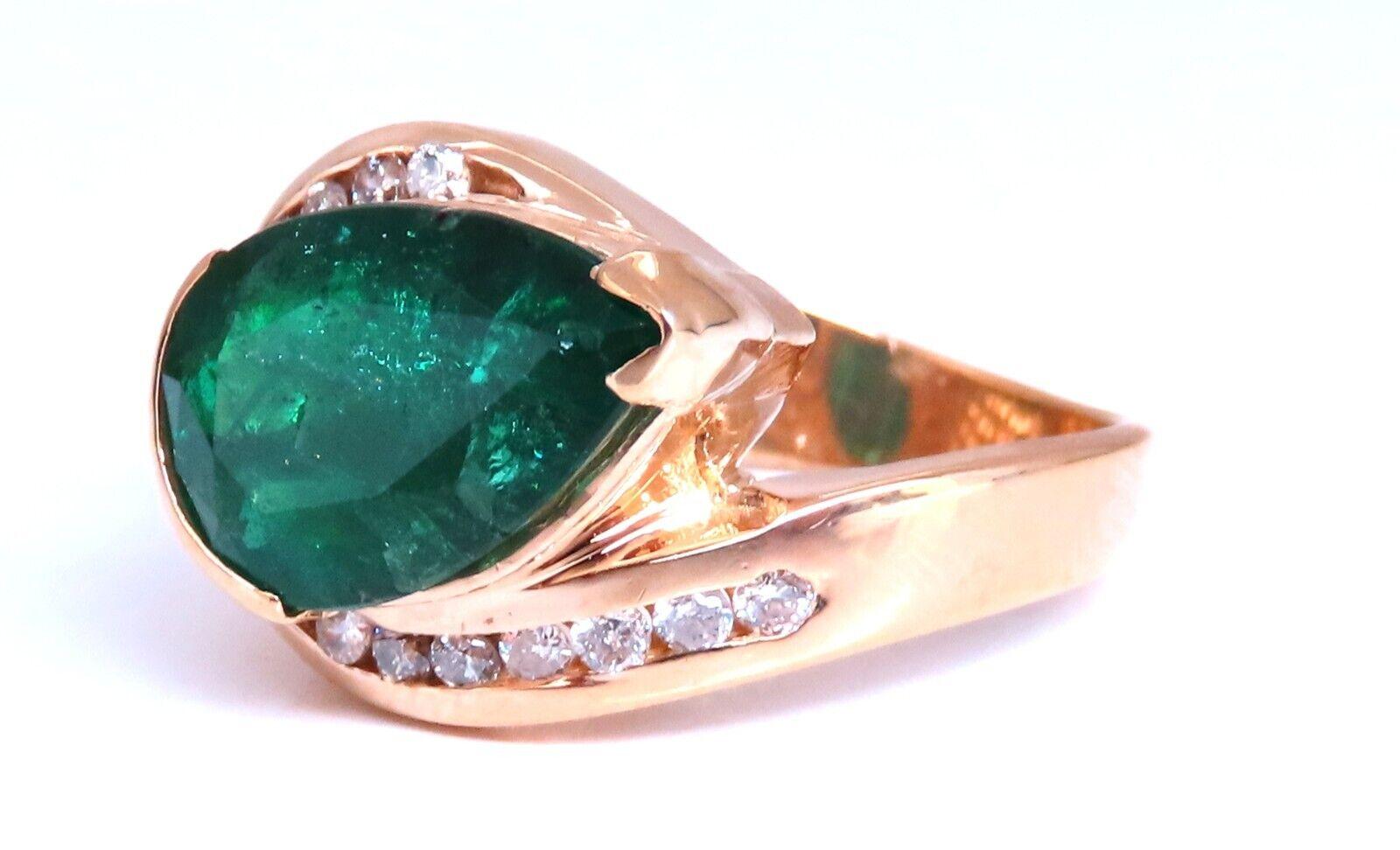 5.10ct Natural Emerald Diamond Ring 14kt Gold For Sale 2
