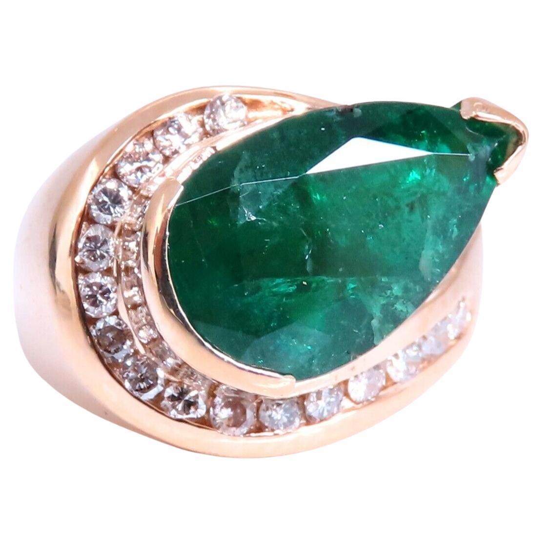 5.10ct Natural Emerald Diamond Ring 14kt Gold For Sale