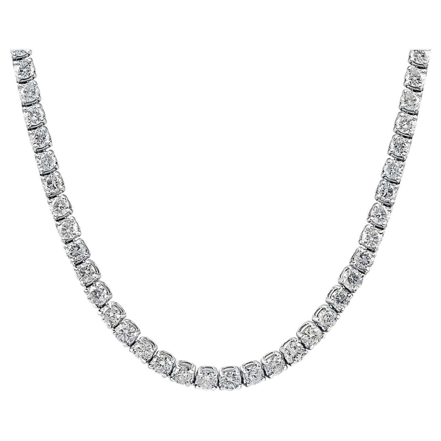 5.10ctw Diamond Tennis Necklace 14k Gold 4-Prongs 160 Round Cut ...