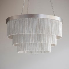 Contemporary 20" Flat Nickel Chandelier with Silver Chain by Tigermoth Lighting