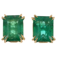 5.10tcw 18K Emerald, Emerald Cut Stud Earrings