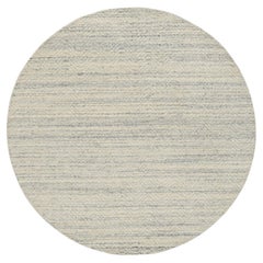 Tappeto rotondo in lana intrecciata beige variegata dal design moderno e lavorato a mano 5'10 "x5'10"