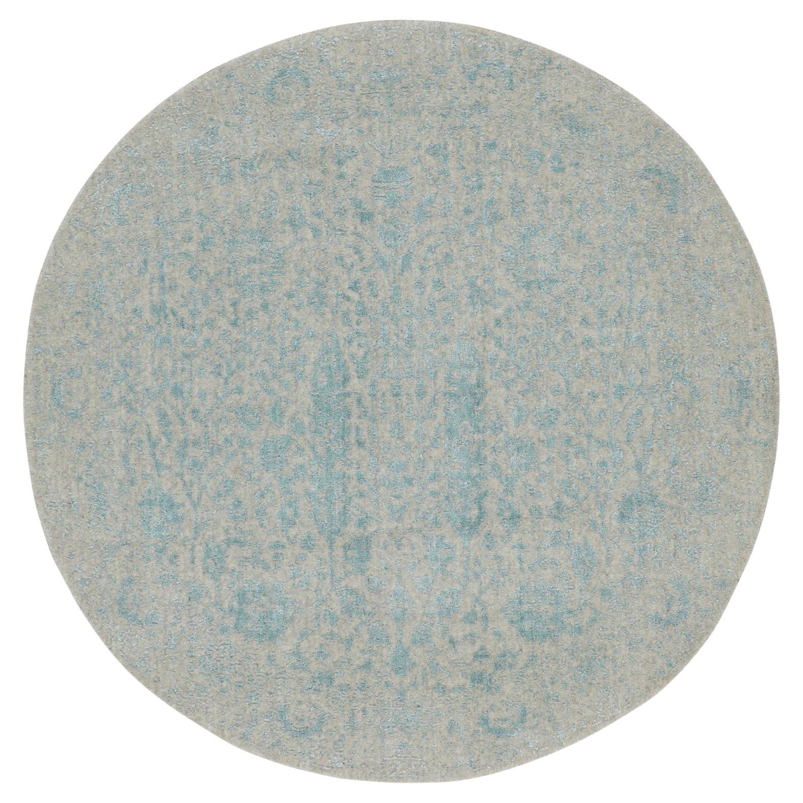 5'10"x5'10" Broken Cypress Tree Design Wool And Silk Thick Hand Loomed Round Rug