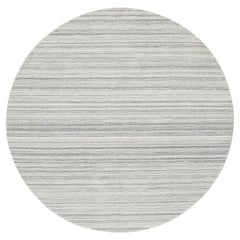 5'10"x5'10" Gray Hand Loomed Undyed Natural Wool Modern Design Round Rug