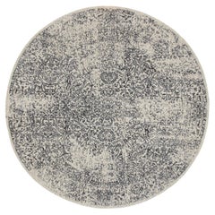 5
10"x5
10" Round Fine jacquard Hand Loomed Erased Design Wool And Silk Rug