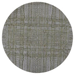 5'10 "x5'10" Gris Trueno, Alfombra Redonda de Jacquard Fino Tejido a Mano, Pura Lana