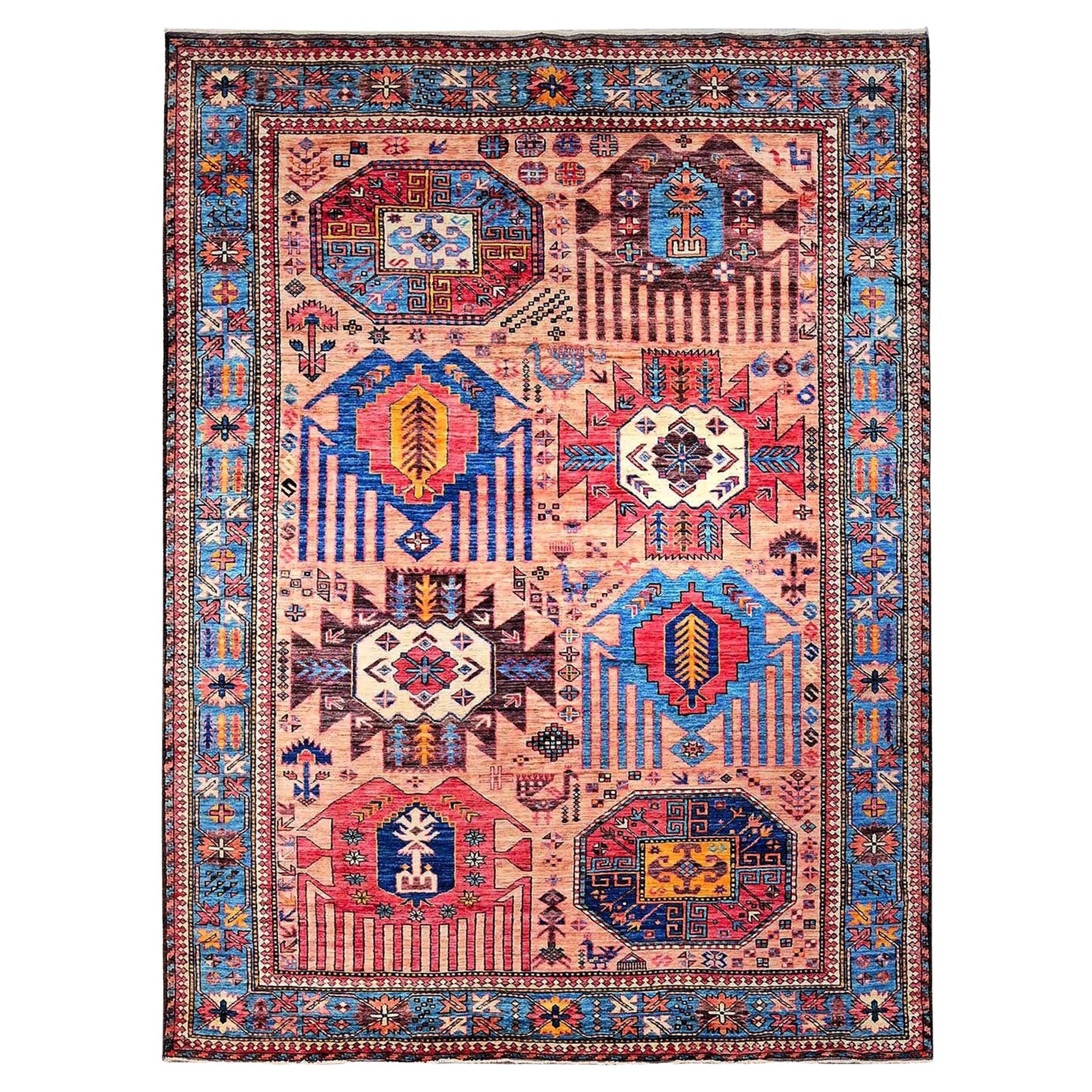 5'10"x7'8" Peach Color Afghan Ersari with Turkish Knot Hand Knotted All Wool Rug