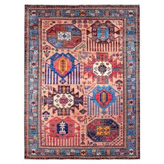 5'10 "x7'8" Alfombra Ersari Afgana Color Melocotón con Nudo Turco Anudada a Mano Toda de Lana