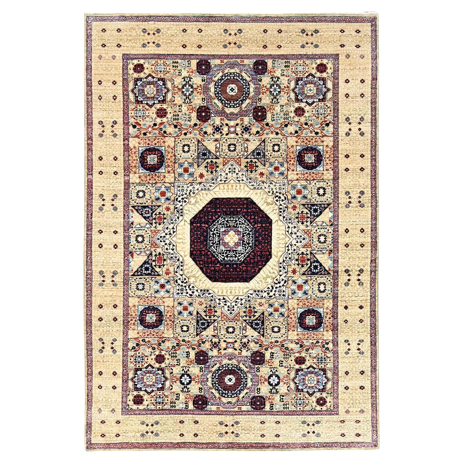 5'10 "x8'10" Jaune lin, laine extra douce, nouée à la main, Design Rugs en vente