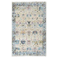 5'10"x8'10" Ivory Hand Knotted Mahal Design Pure Wool vegetable Dyes Oriental Ru