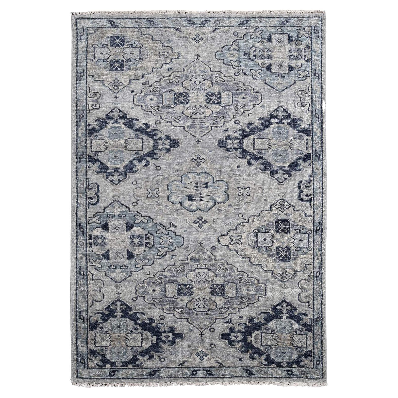 5'10 "x8'10" Silver Gray Wool Hand Knotsted Anatolian Design Supple Collection Rugs en vente