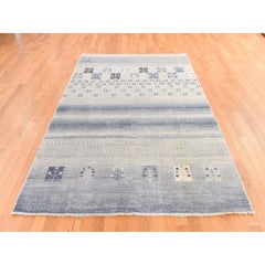 5'10"x8'6" Ivory Fine Kashkuli Gabbeh Hand Knotted Pure Wool Oriental Rug