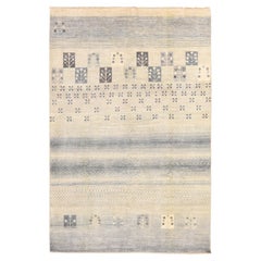 5'10"x8'6" Ivory Fine Kashkuli Gabbeh Hand Knotted Pure Wool Oriental Rug