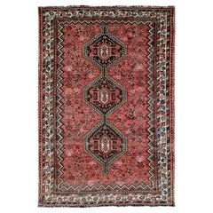 5'10 "x8'7" Rouge Vintage Persan Shiraz Animal Figurines Hand Knots Rugs tout en laine