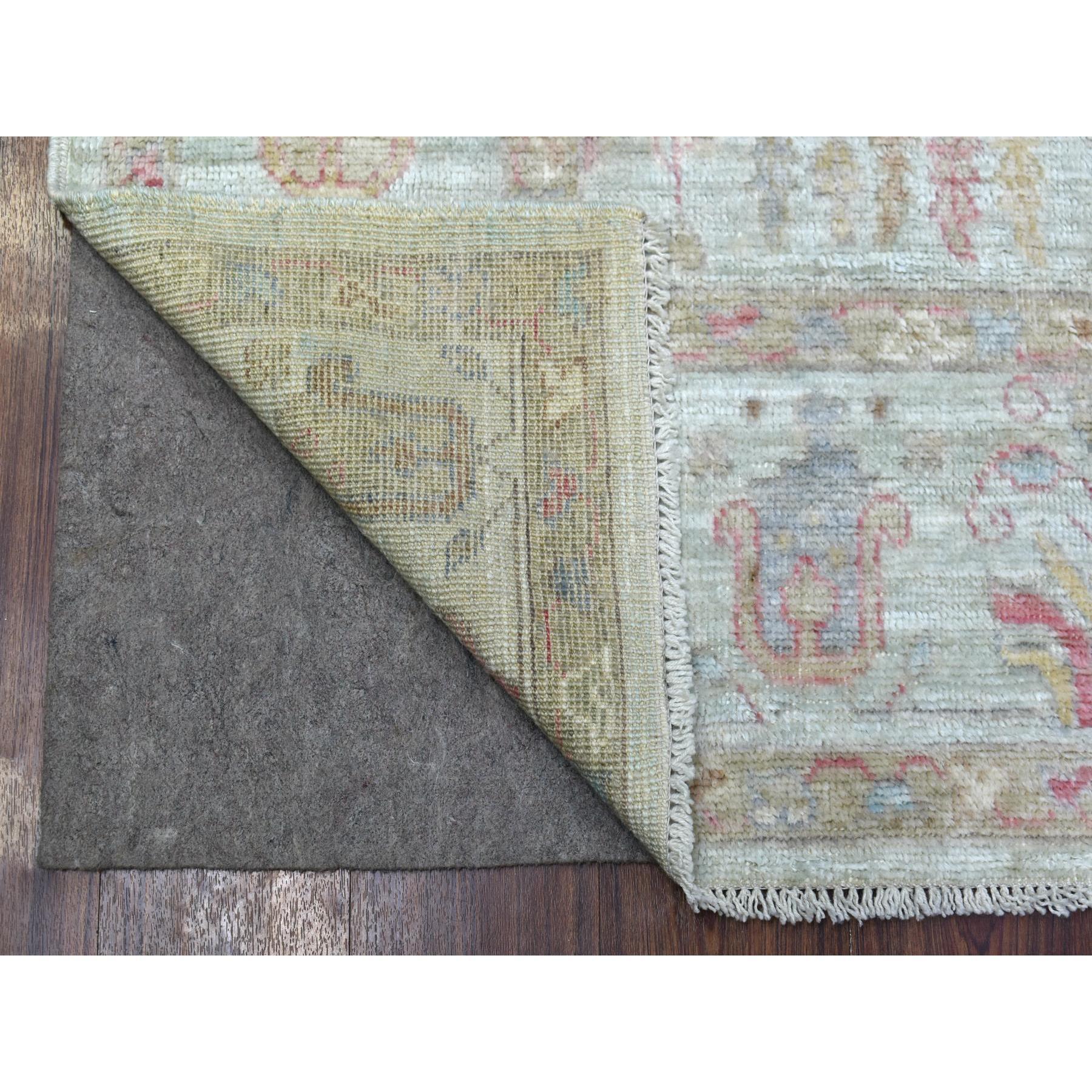 Alfombra Oriental Verde Anudada a Mano Extremadamente Duradera Angora Oushak 5'10 