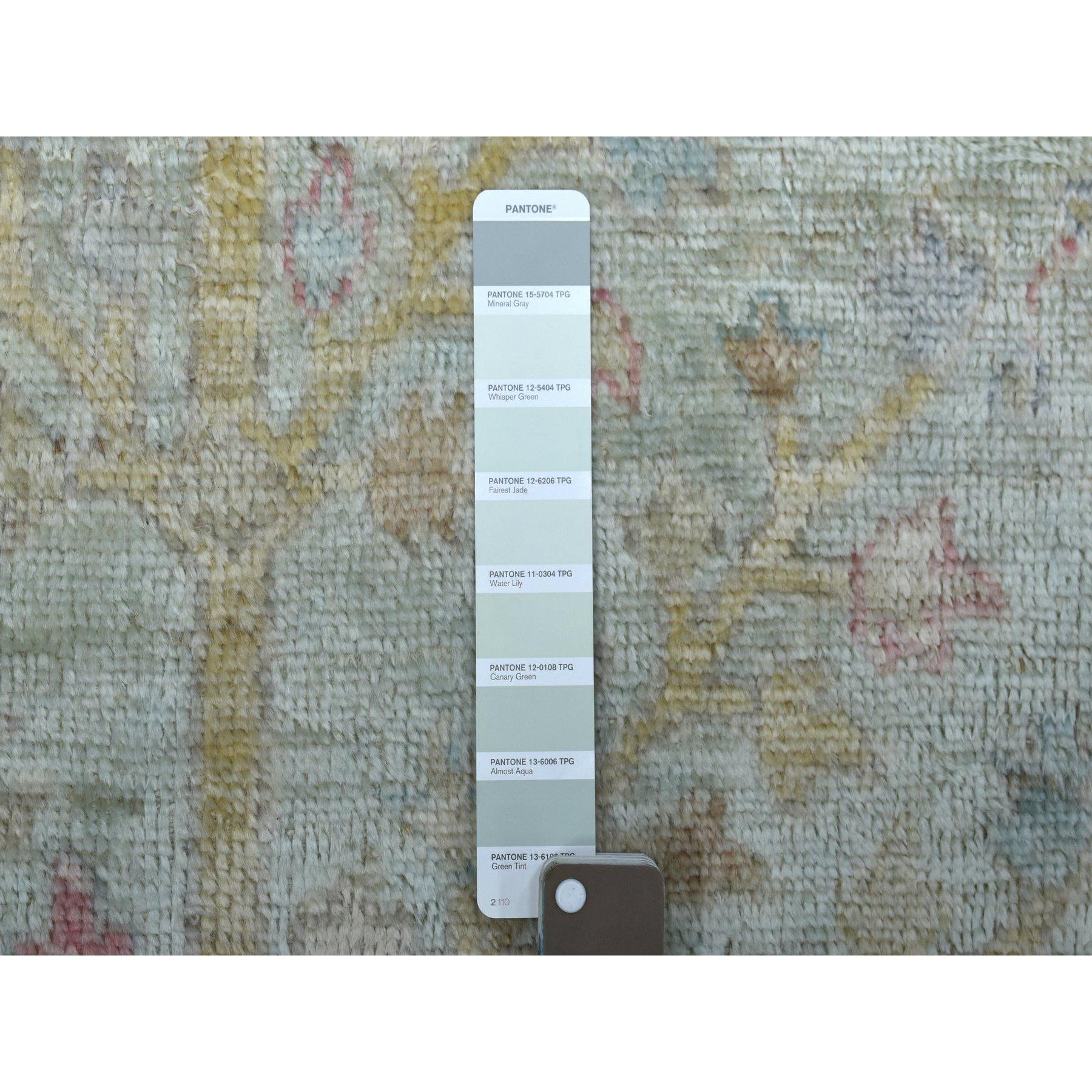 Alfombra Oriental Verde Anudada a Mano Extremadamente Duradera Angora Oushak 5'10 