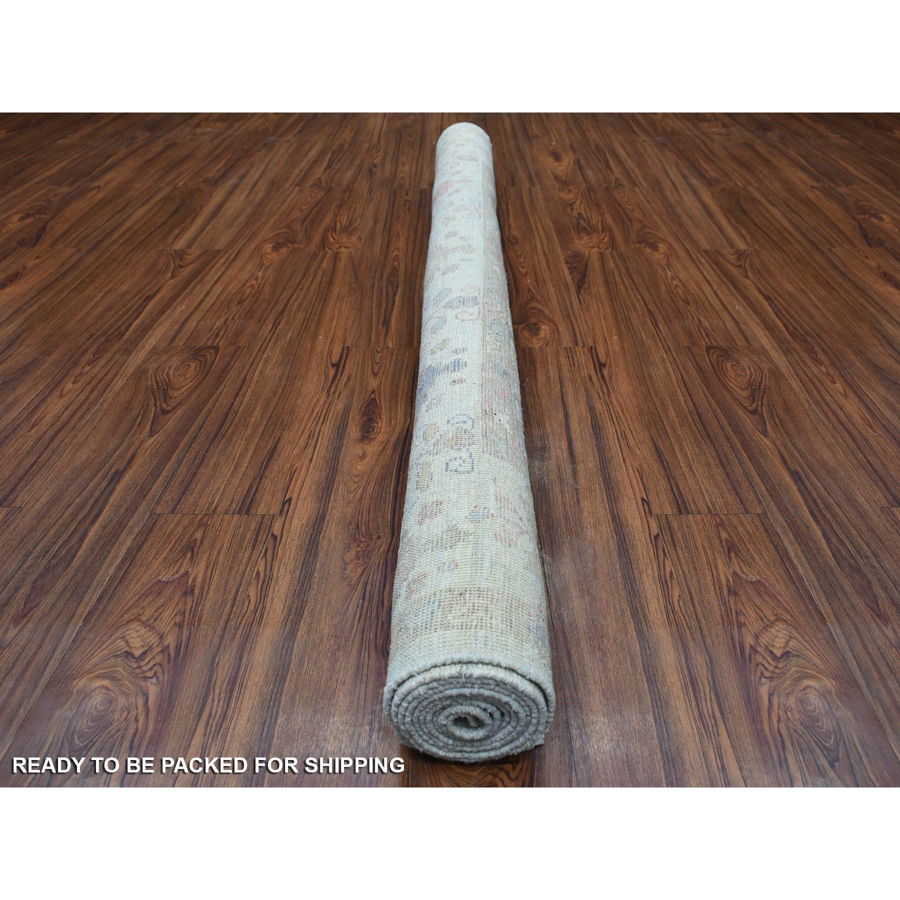 Alfombra Oriental Verde Anudada a Mano Extremadamente Duradera Angora Oushak 5'10 