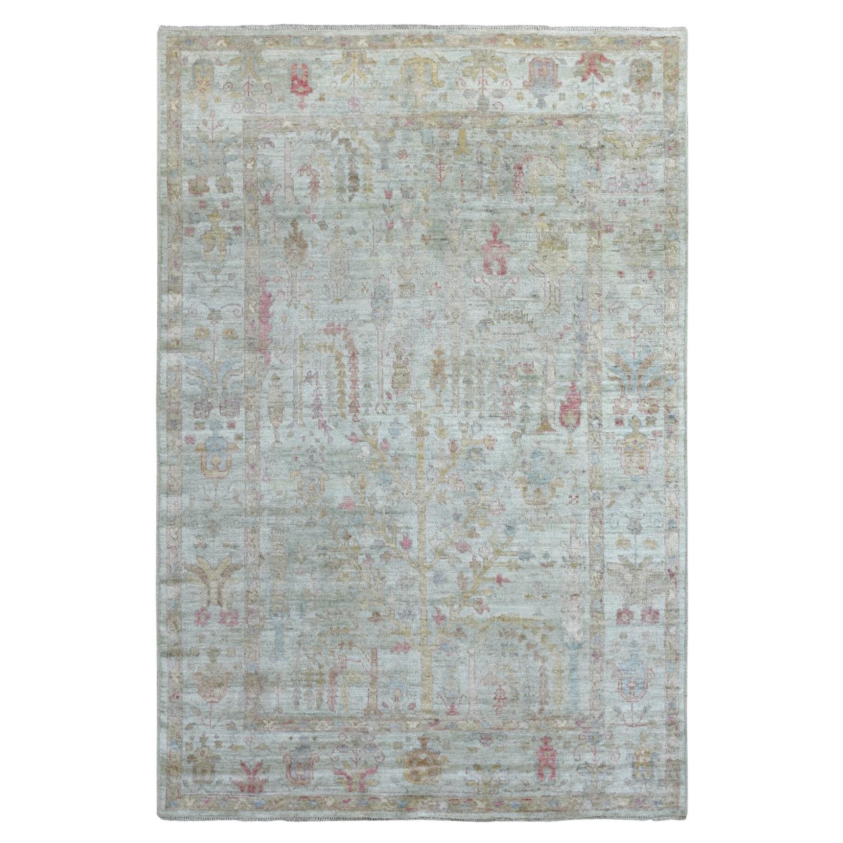 5'10 "x8'9" Angora Oushak Extremely Durable Hand Knotted Green Oriental Rug