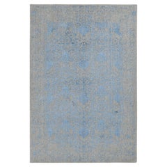 5'10"x8'9" Ruddy Blue Hand Loomed Broken Pomegranate Design Tone on Tone Rug