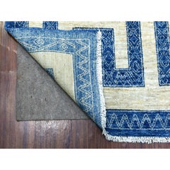 5'10"x8'9" Soft and Pliable Wool Hand Knotted Denim Blue Maze Design Rug