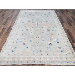 5'10"x9' Gray Hand Knotted Zero Pile Anatolian Village Design Wool Oriental Rug