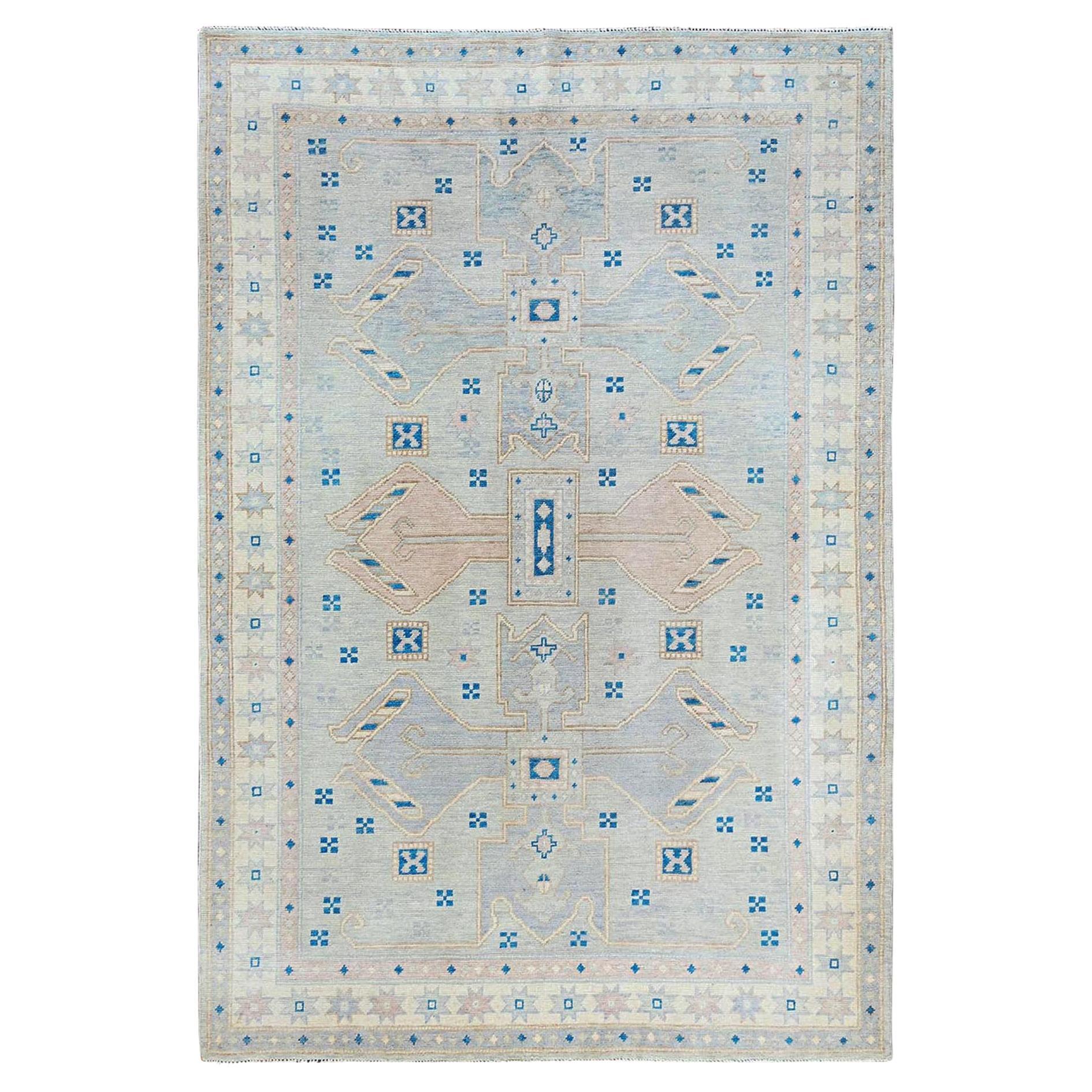 5
10 "x9
 Alfombra Oriental de Lana Gris Anudada a Mano de Pelo Cero Diseño de Pueblo de Anatolia