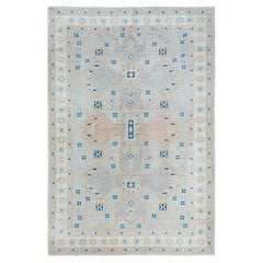 5
10 "x9
 Alfombra Oriental de Lana Gris Anudada a Mano de Pelo Cero Diseño de Pueblo de Anatolia