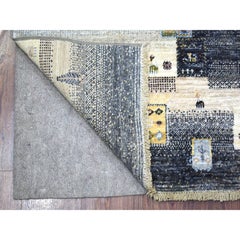 5'10"x9' Hand Knotted Wool Kashkuli Gabbeh Black Blue And Gray Oriental Rug