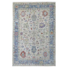 Tappeto 5'10 "x9' Taupe Angora Oushak In A Colorful Palette Pure Wool Hand Knots Rugs